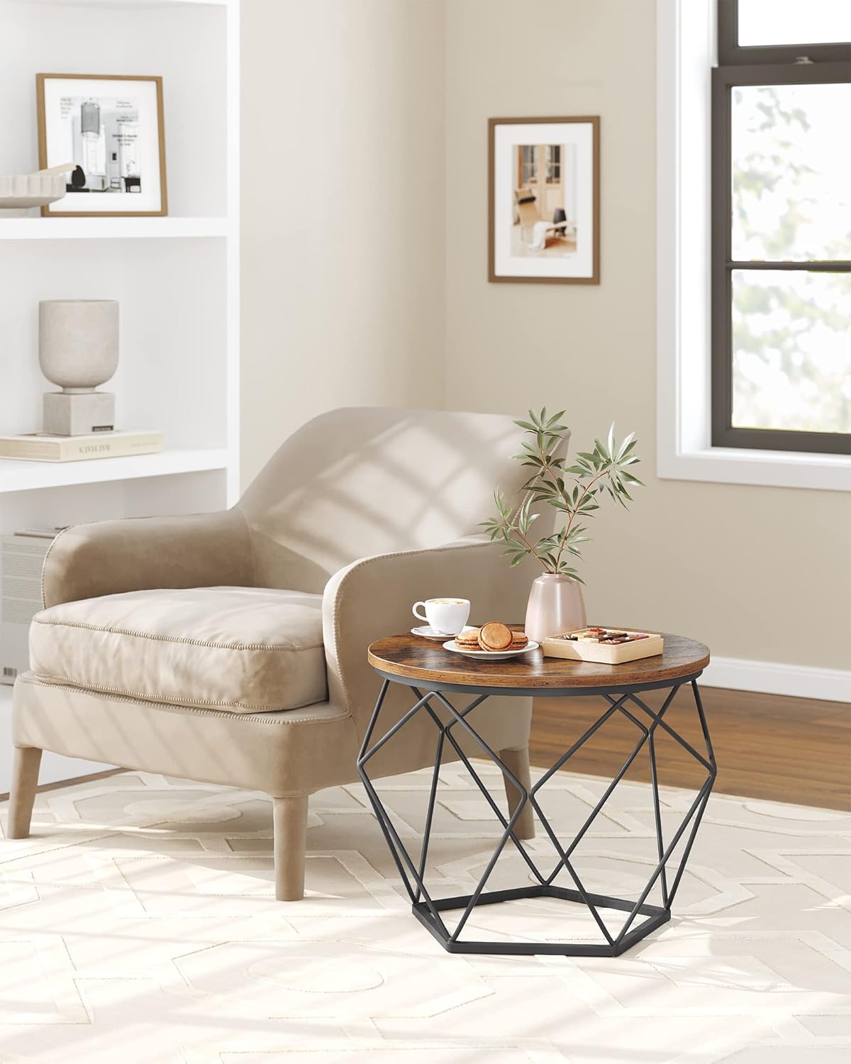 VASAGLE Set of 2 Side Tables – Rustic Brown & Black