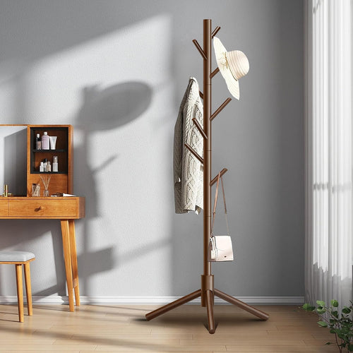 8-Hook Adjustable Coat Rack – Brown