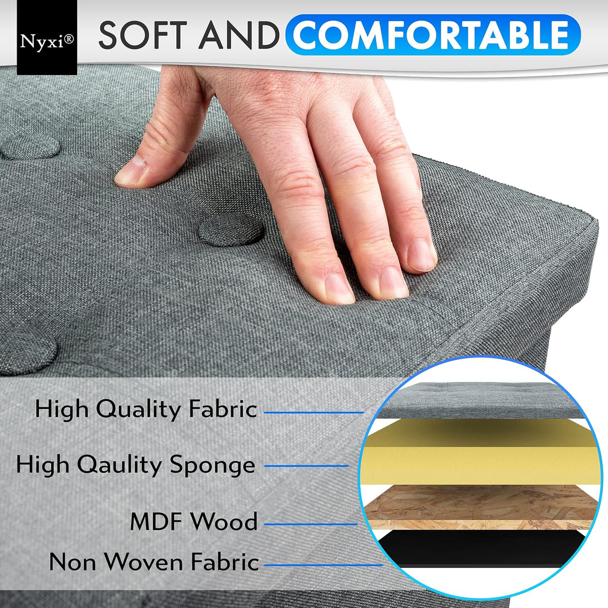 Foldable Ottoman Storage Box – 80L, 2-Seater