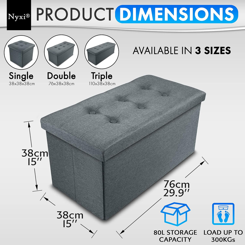 Foldable Ottoman Storage Box – 80L, 2-Seater
